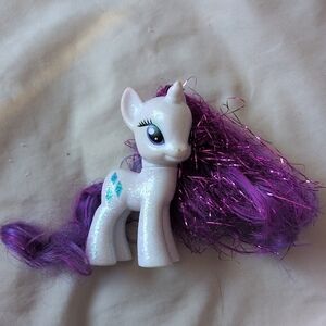 My Little Pony G4 Glitter Rarity Tinsel Hair Brushable Toy Figure Hasbro Unicorn